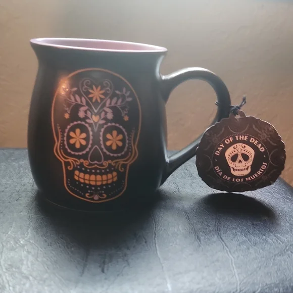 Bundle Of Floral Skull Canvas Tote, Mug, Small Skull Candy Tote Bag, Makeup Bag - Picture 4 of 10